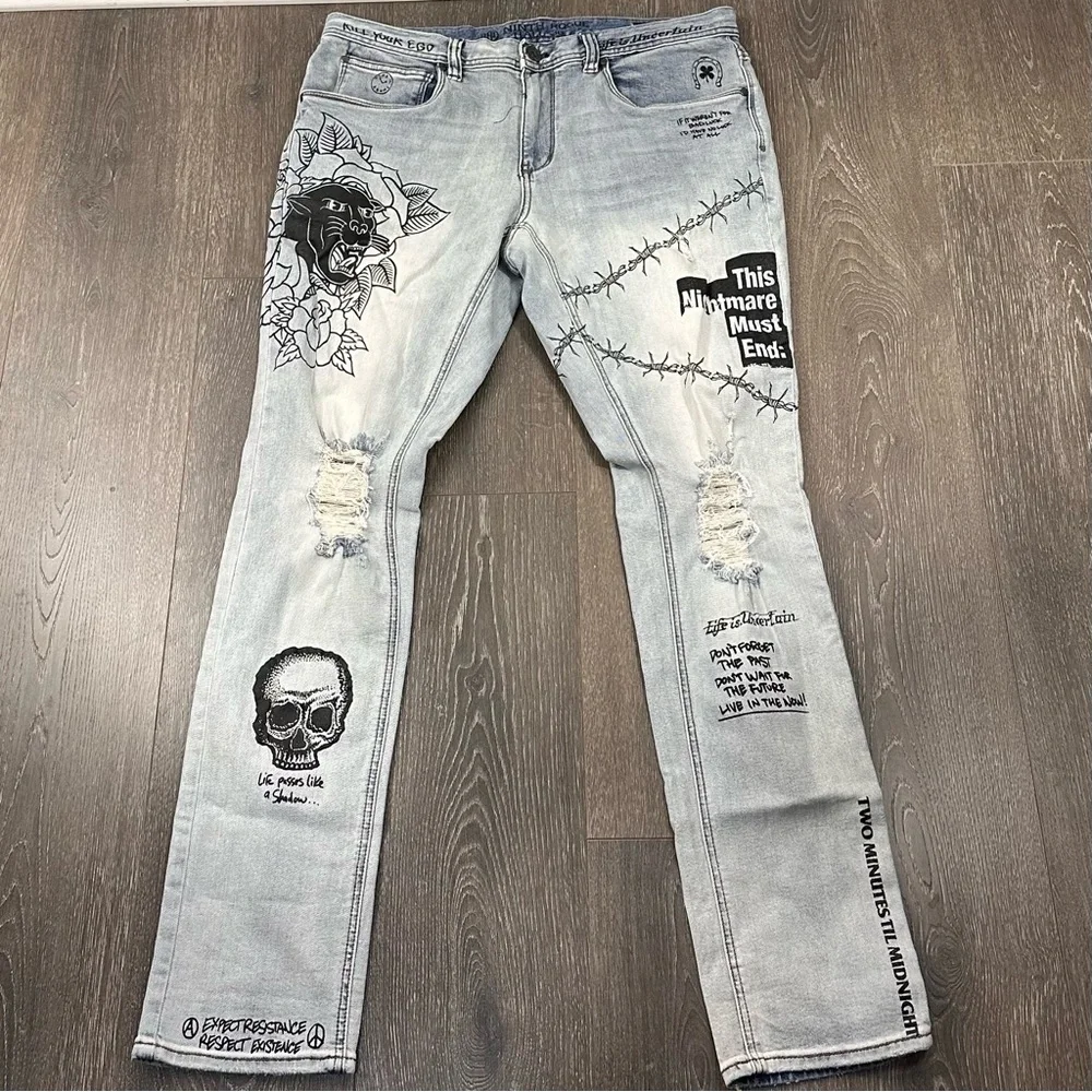 Ninth Hall Rogue‎ Printed Skinny Jeans Sz 36